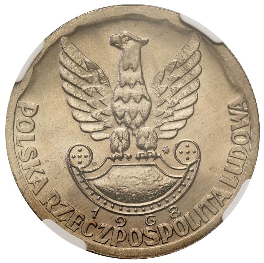 PRL. 10 złotych 1968 XXV lat Ludowego Wojska Polskiego NGC MS66